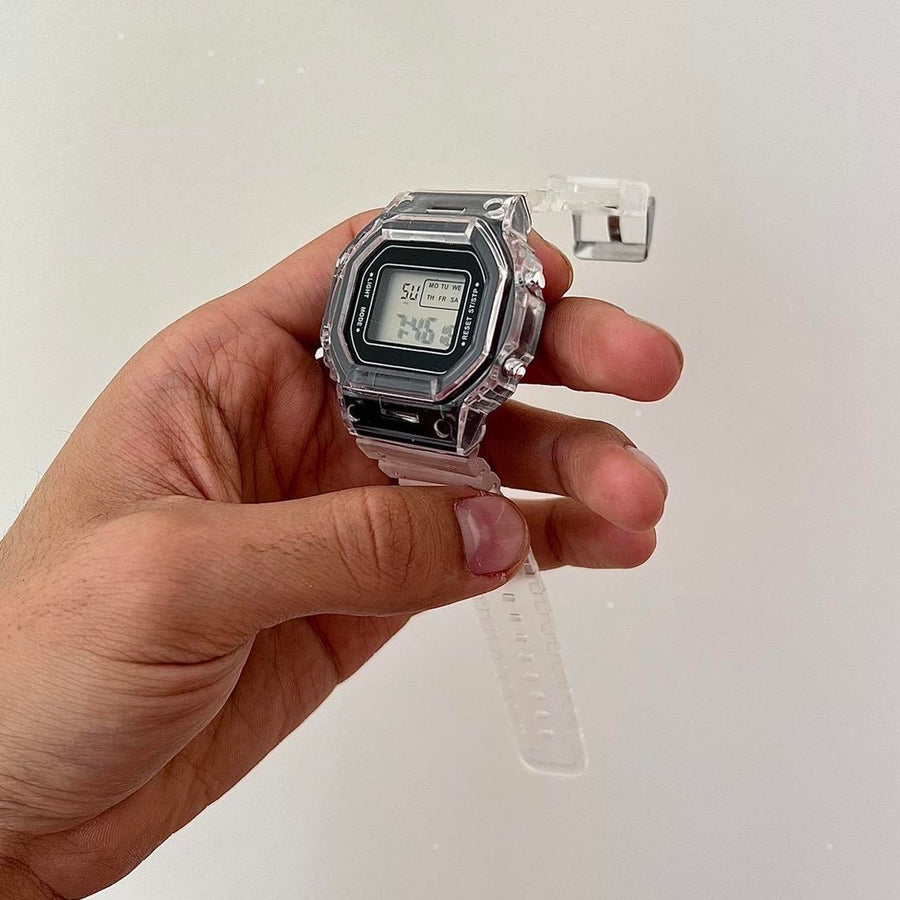 Copied - Y2K Clear Digital Quartz Watch with Black Accents Unisex 8.5" New