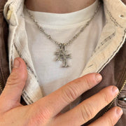 Silver Double Cross Pendant Necklace