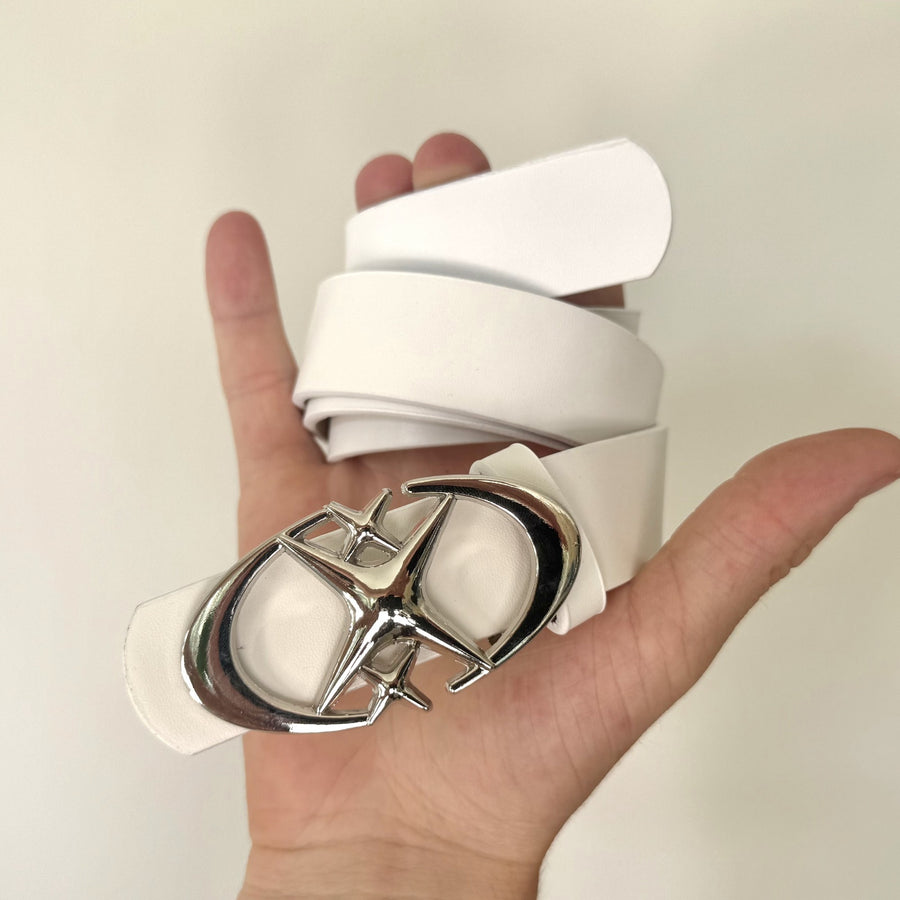 White Chrome Buckle Belt