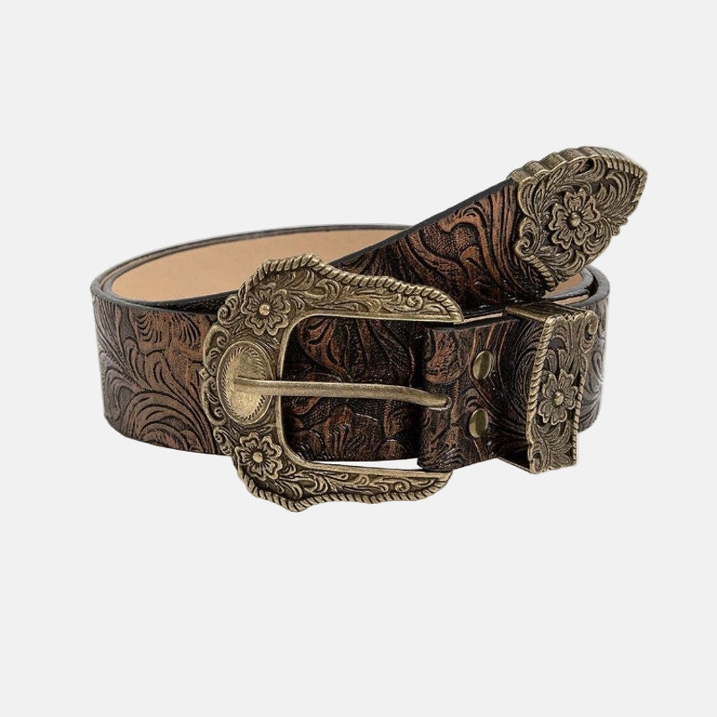 Brown Tooled Western Belt