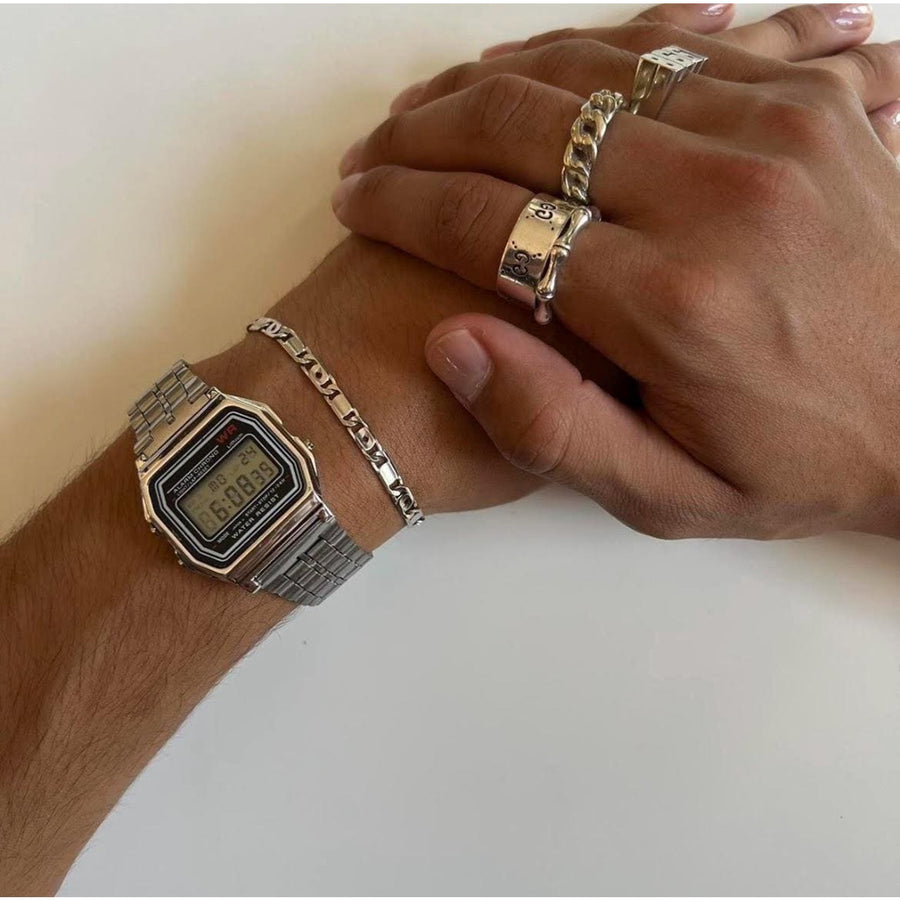 Retro Silver Digital Watch