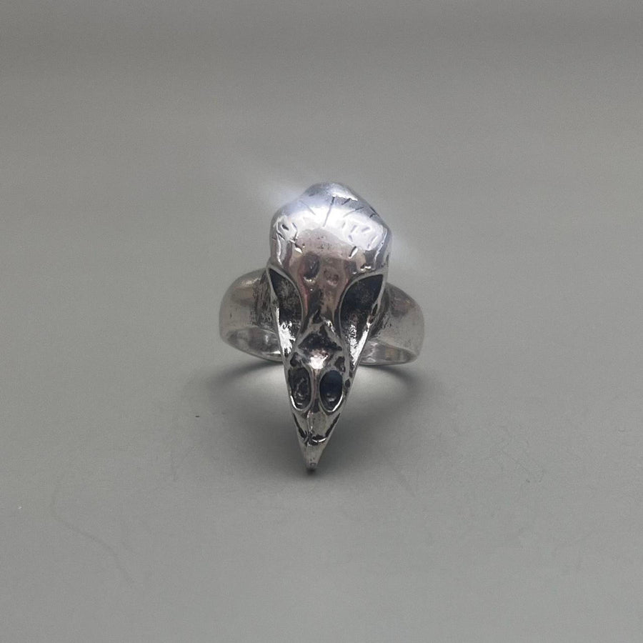 Silver Raven Skull Ring