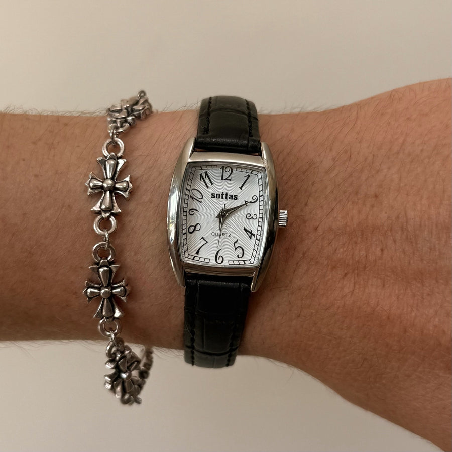 Silver Leather Watch