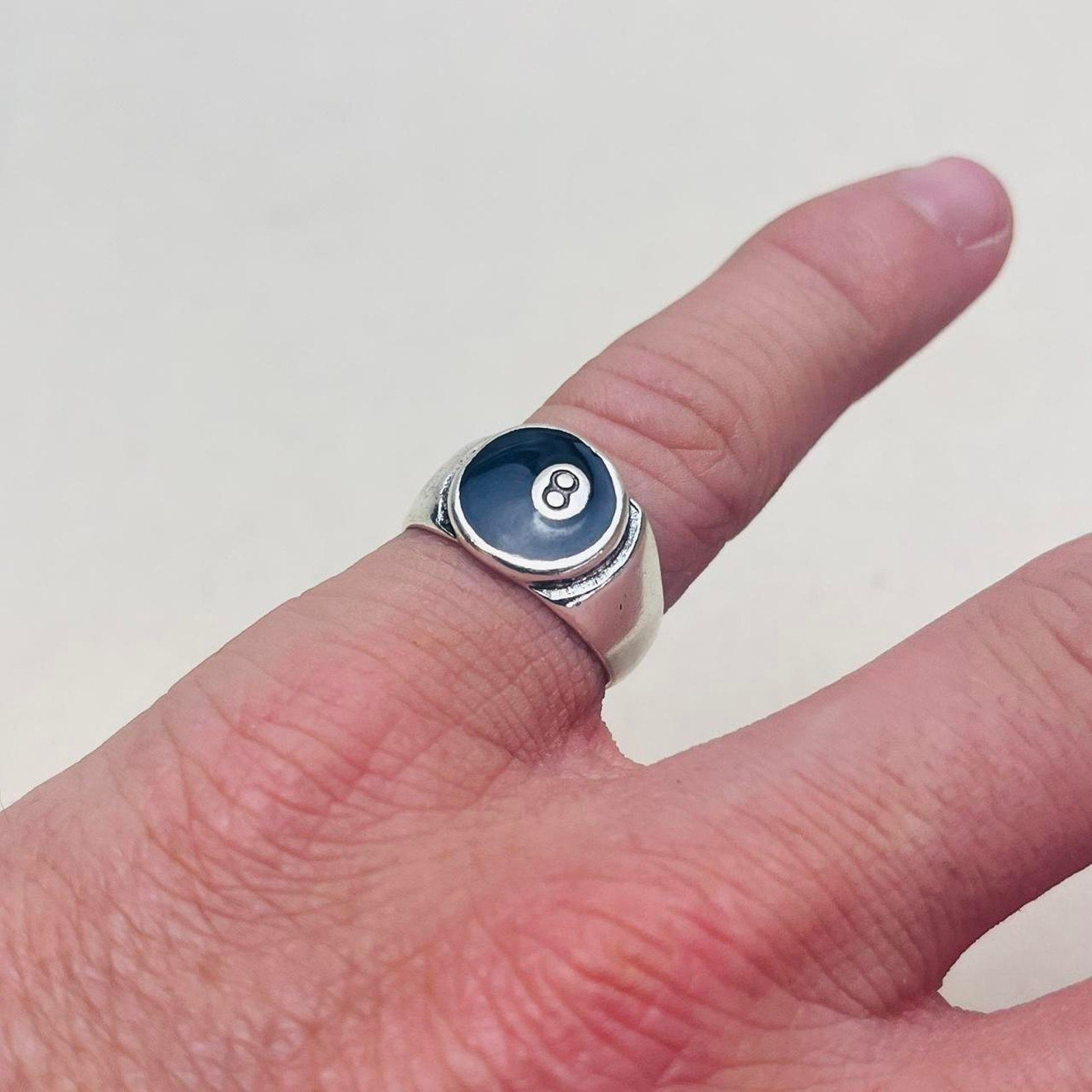 Silver 8-Ball Signet Ring