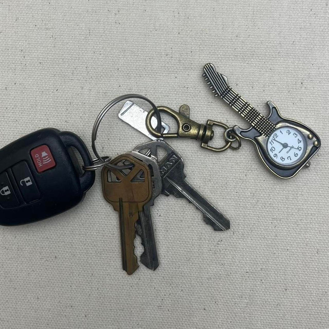 Guitar Clock Keychain