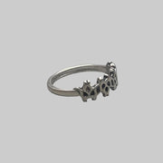 Silver Gothic Flame Ring