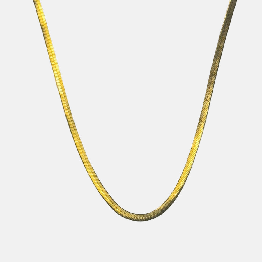Gold Herringbone Chain Necklace