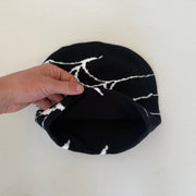 y2k 2000s black & white grunge gothic spiderweb beanie
