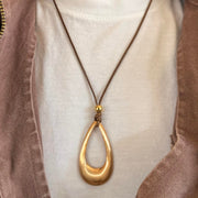 2000s Gold Pendant Leather Necklace – Unisex, Brand New