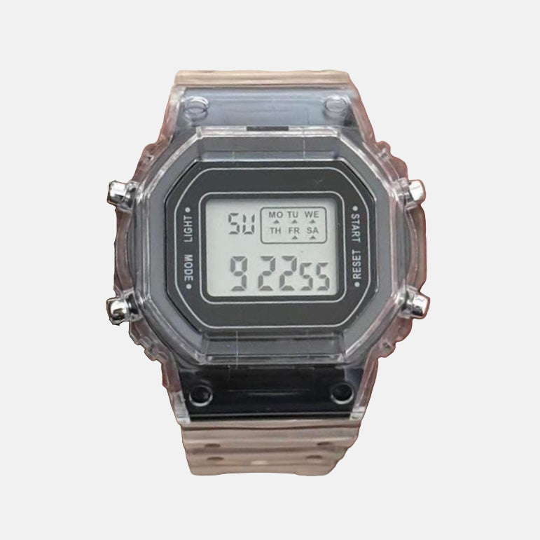 Copied - Y2K Clear Digital Quartz Watch with Black Accents Unisex 8.5" New