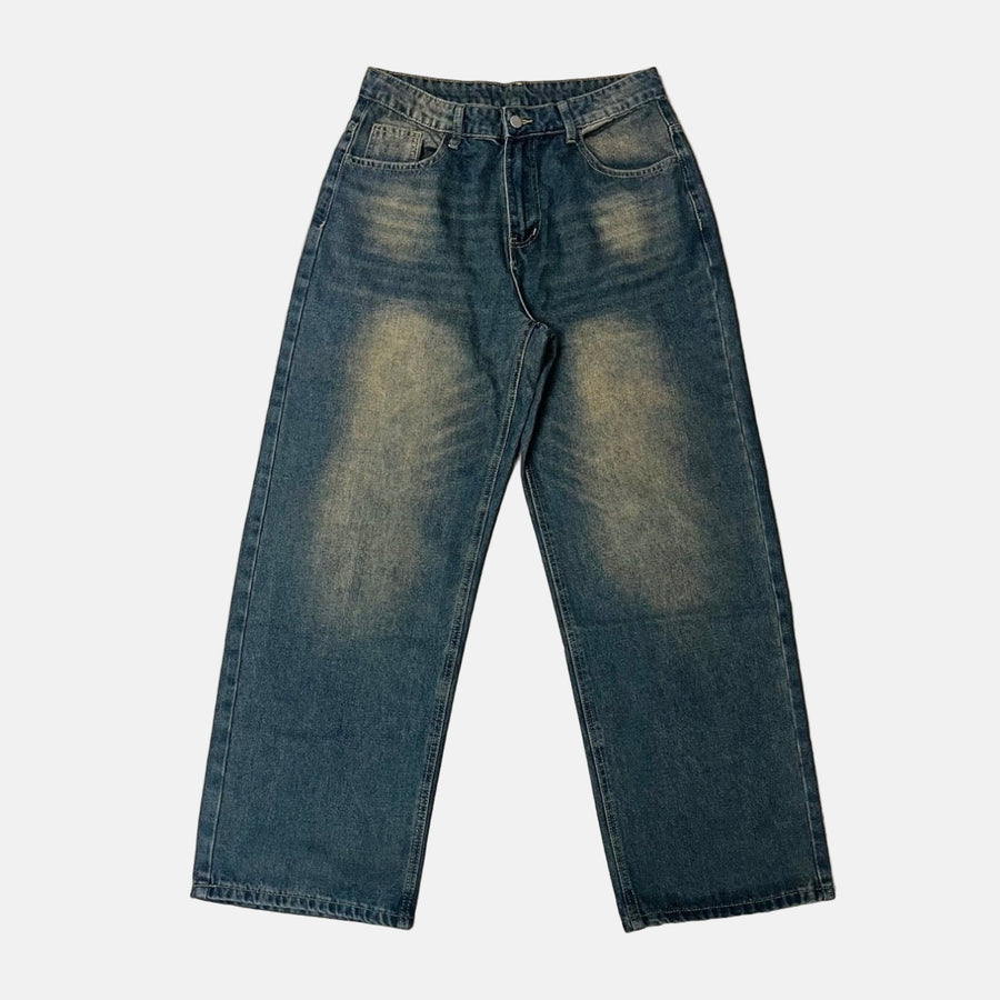 Wide Leg Distressed Denim Jeans