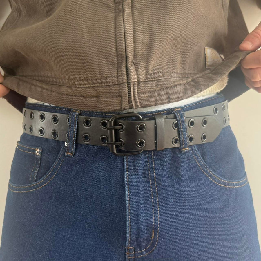 Black Double Grommet Belt