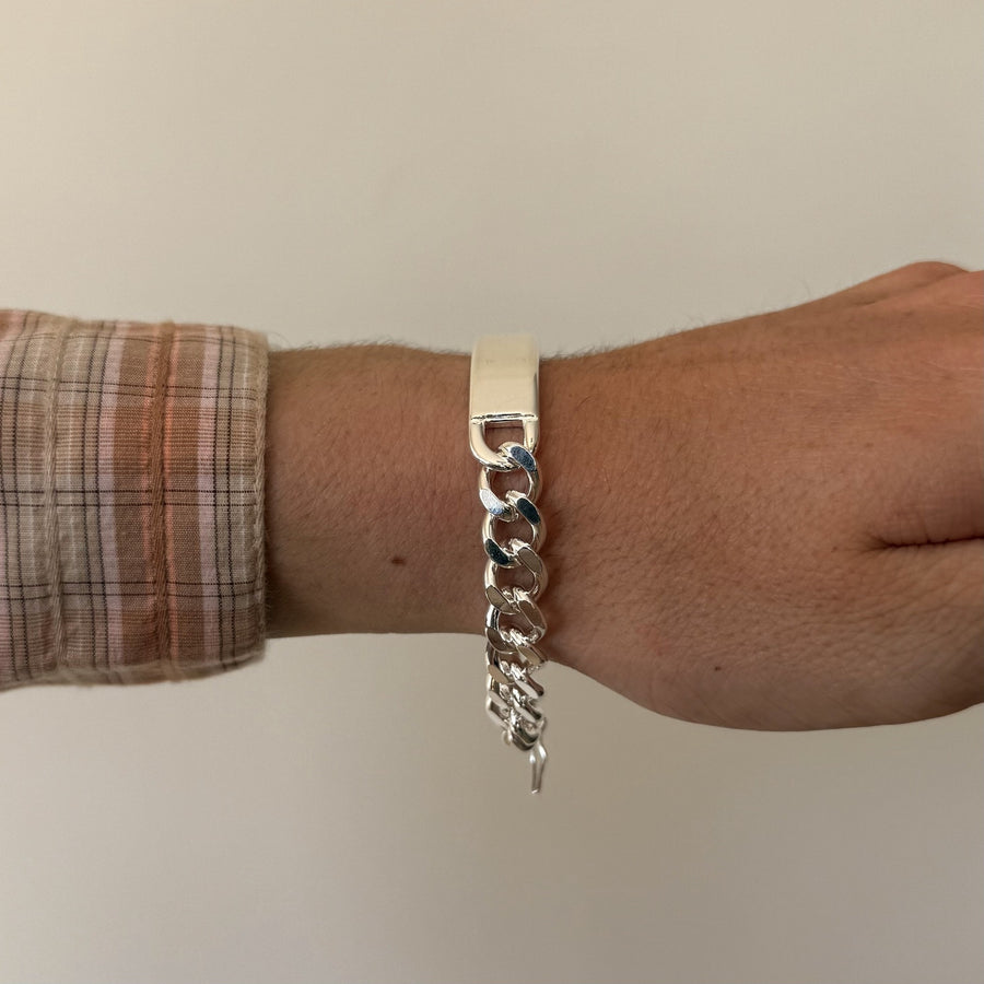 Silver ID Plate Bracelet