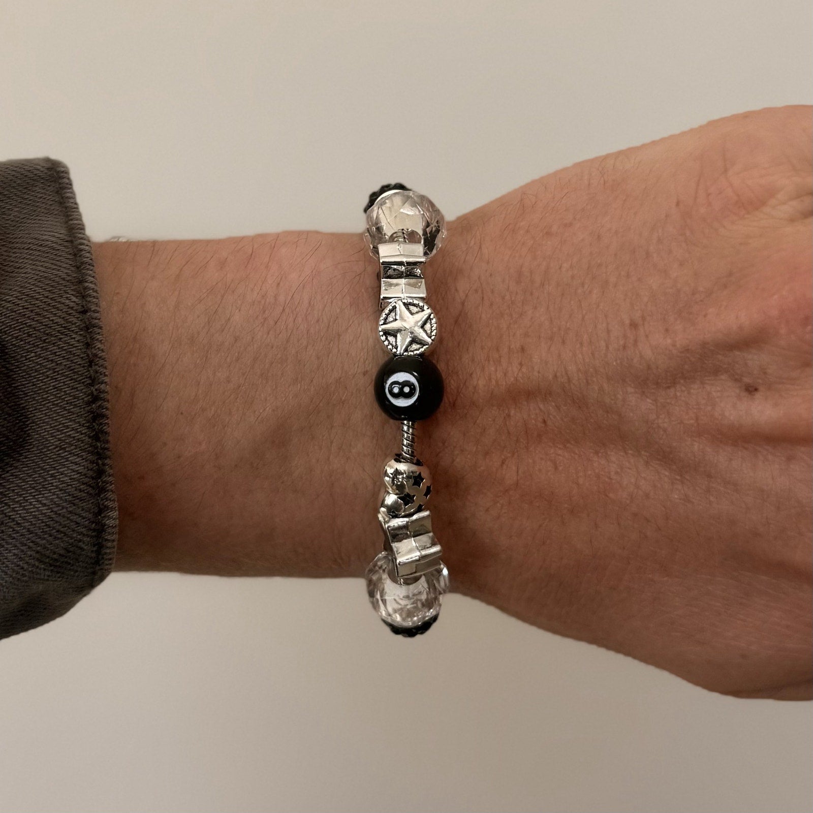 Silver Black Charm Bracelet
