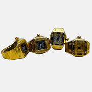 Gold Square Dial Watch Ring