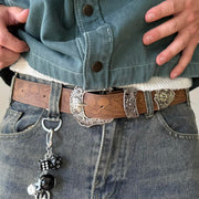 Brown Engraved Western Belt