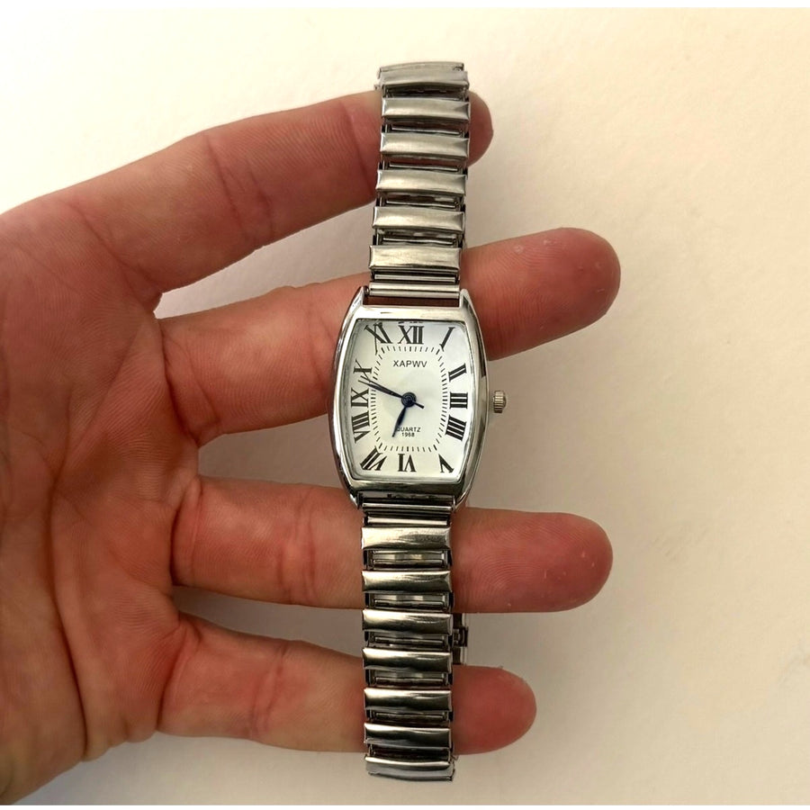 Copied - Y2K Silver Roman Numeral Quartz Watch Vintage Style Unisex 8.5" New