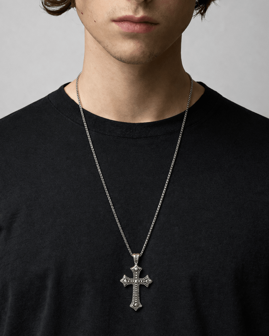Studded Cross Necklace - Rynor