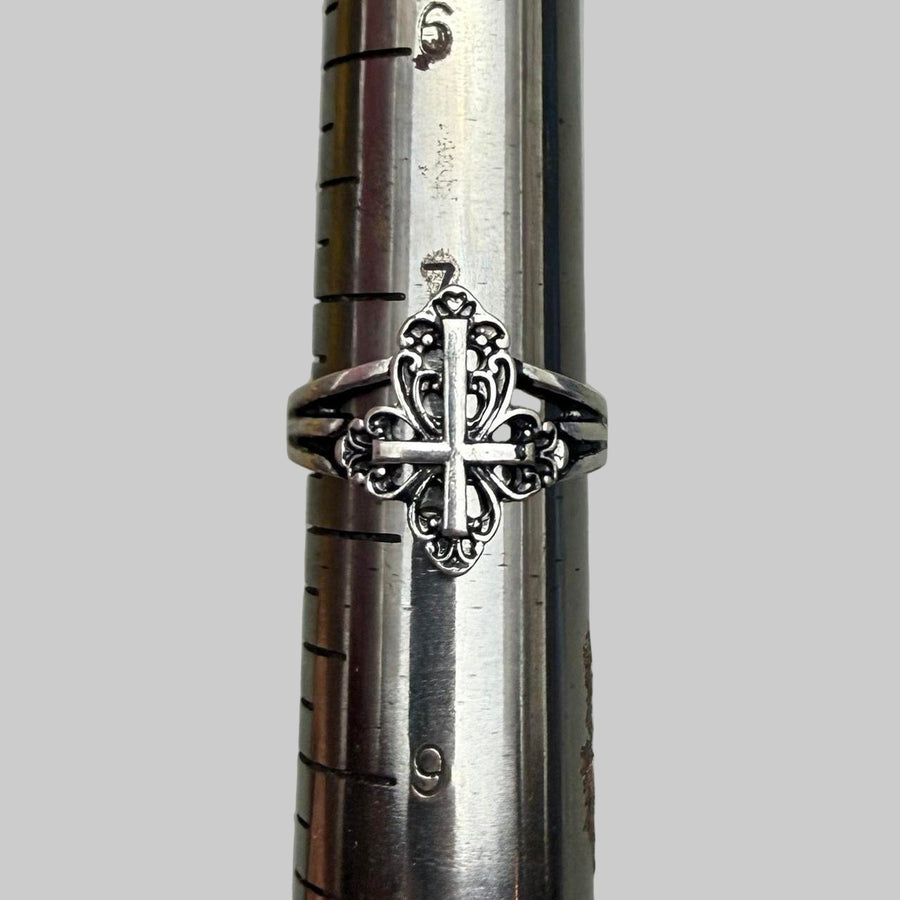 Silver Compass Cross Ring