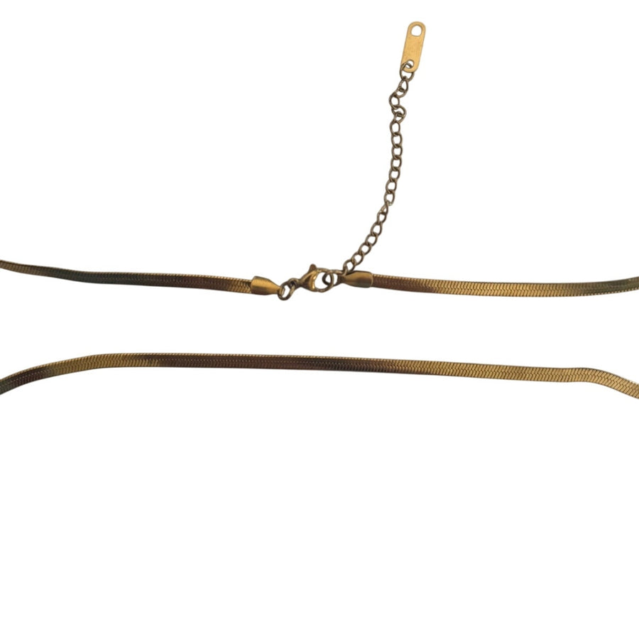 Gold Herringbone Chain Necklace