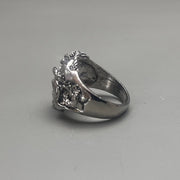 Silver Lion Head Ring