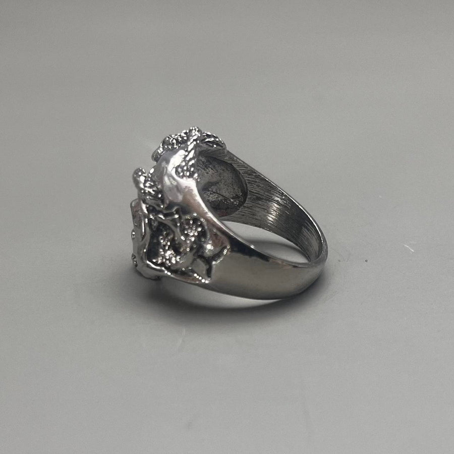 Silver Lion Head Ring