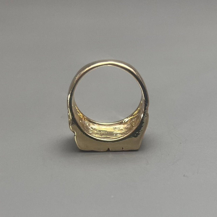 Gold Textured Block Ring