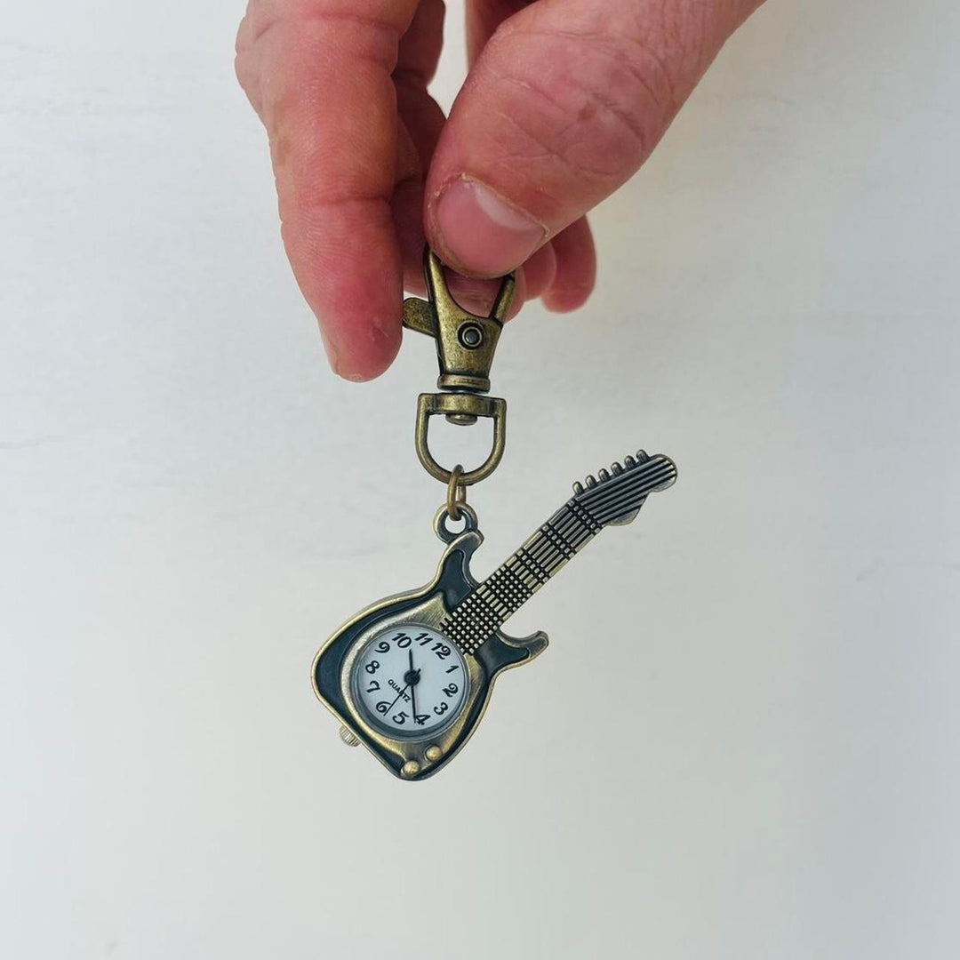 Guitar Clock Keychain