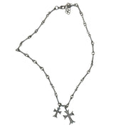 Silver Double Cross Pendant Necklace