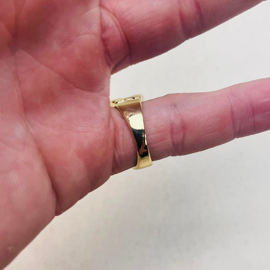 Gold Textured Block Ring