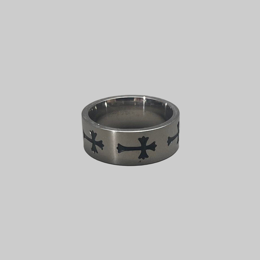 Silver Cross Band Ring