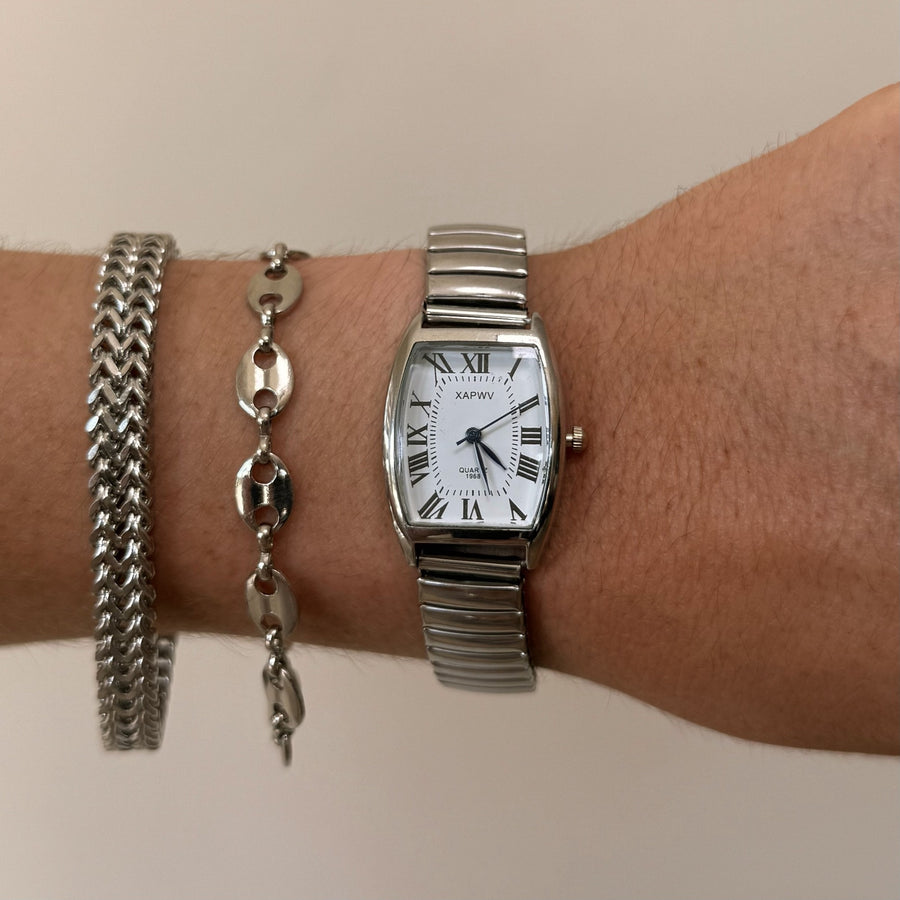 Copied - Y2K Silver Roman Numeral Quartz Watch Vintage Style Unisex 8.5" New