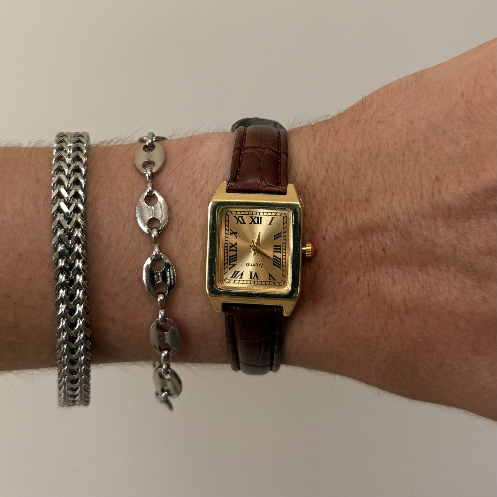 Gold Dial Leather Watch