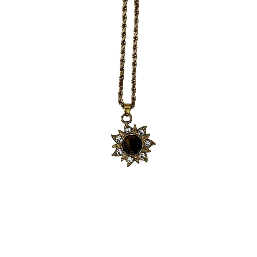 Gold Sunflower Pendant Necklace