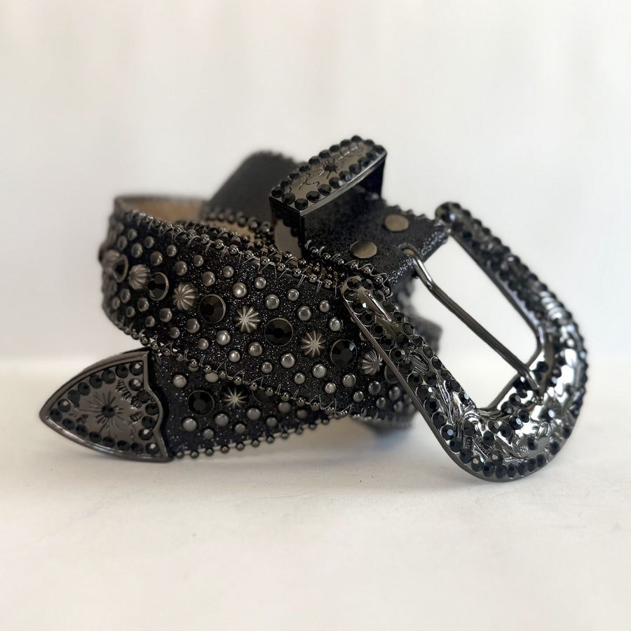 Black Rhinestone Western Belt