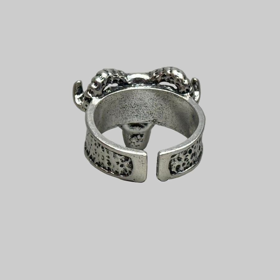 Silver Bull Skull Ring