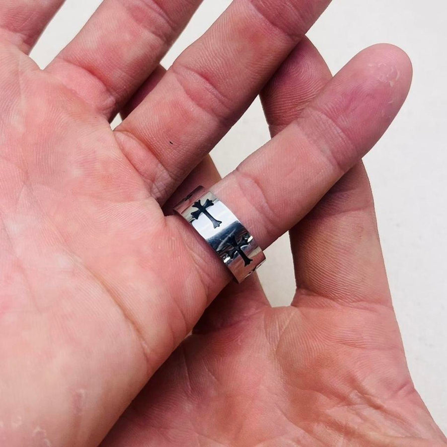 Silver Cross Band Ring