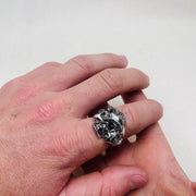 Silver Lion Head Ring