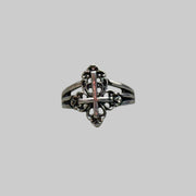 Silver Compass Cross Ring