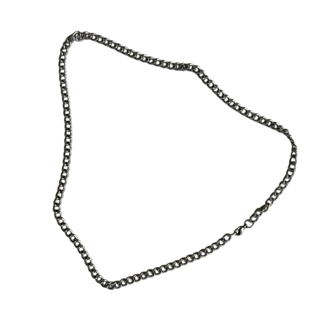 Silver Tone Curb Chain Necklace - Rynor