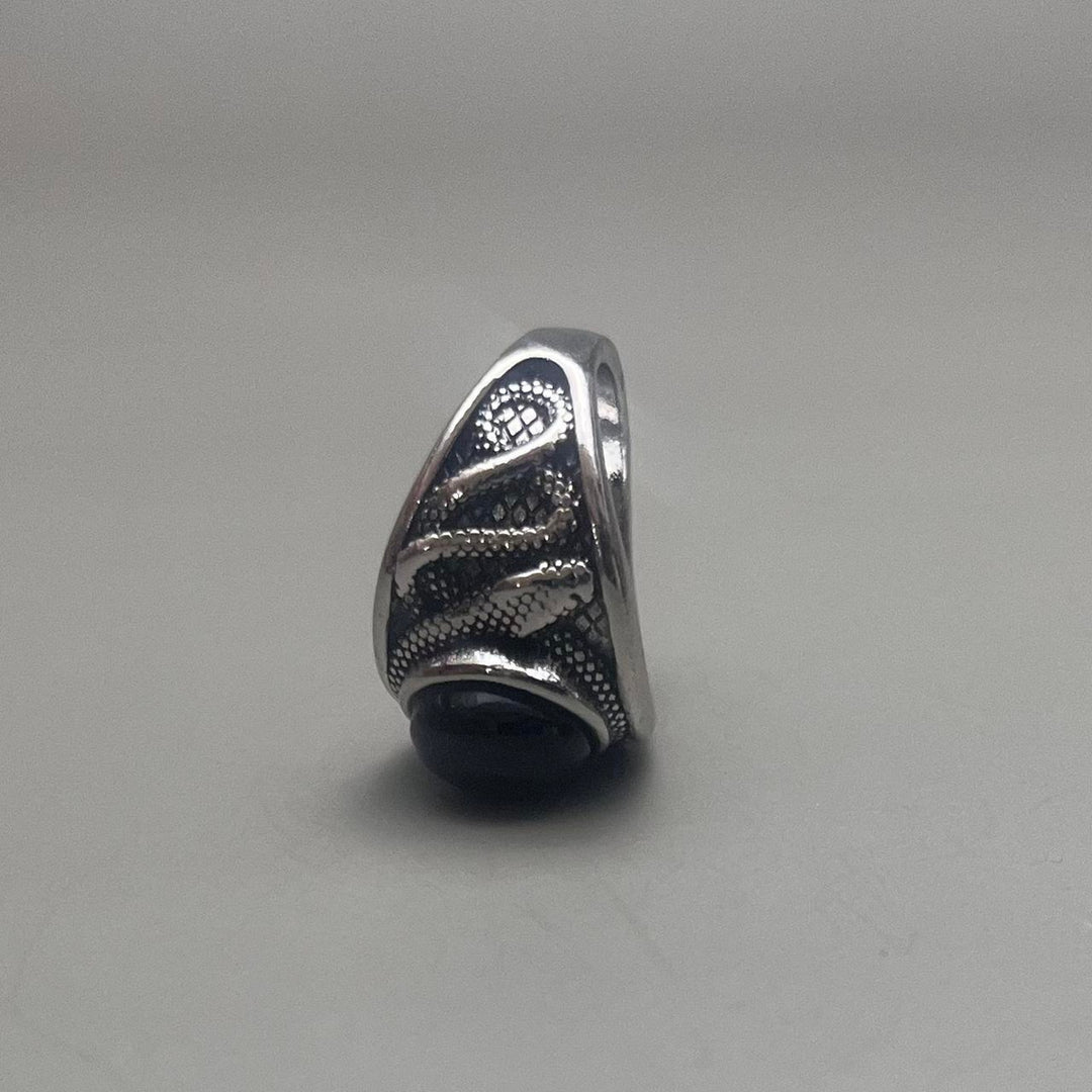 Silver Black Stone Ring - Rynor