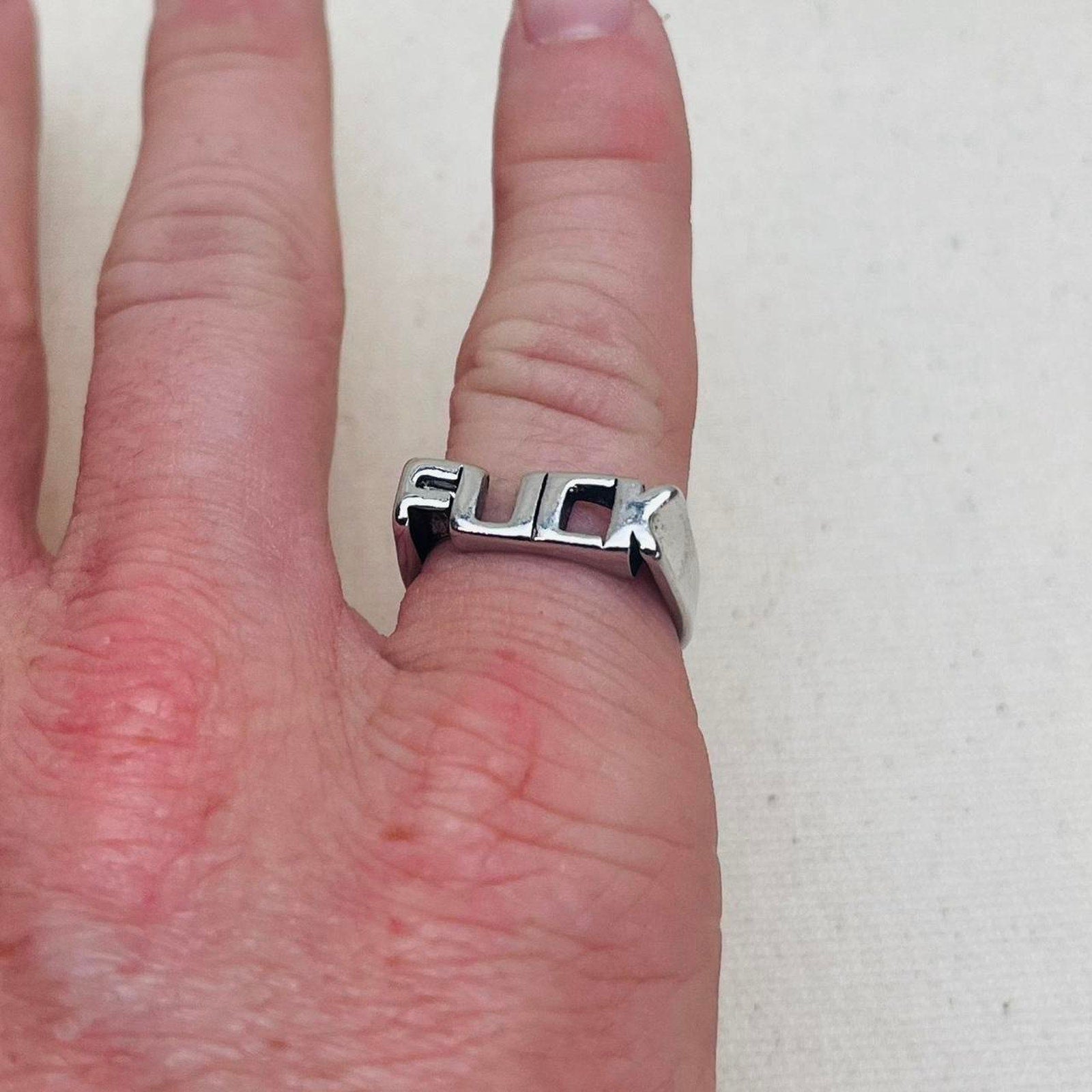 Silver Text Statement Ring