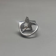Silver Raised Star Ring