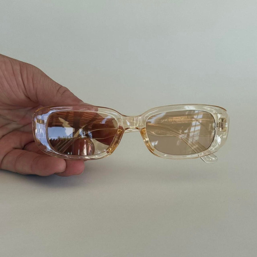 Clear Amber Rectangle Sunglasses