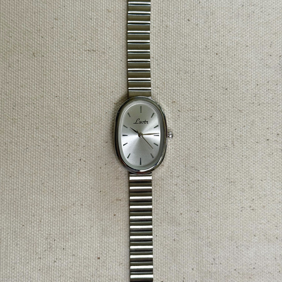 Oval Silver Stretch Watch