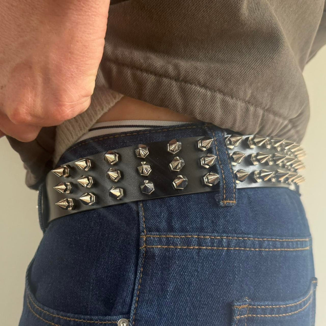 Black Spiked Studded Belt - Rynor
