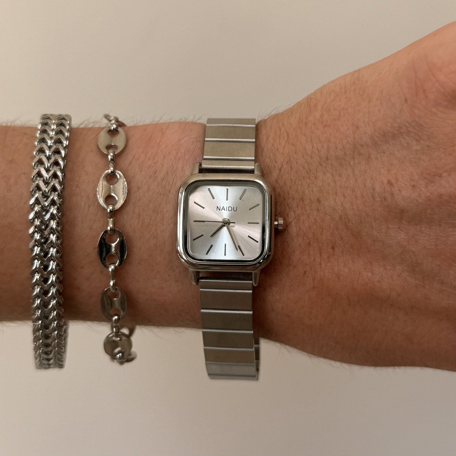 Square Silver Modern Watch