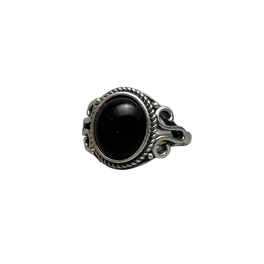 Black Oval Stone Ring