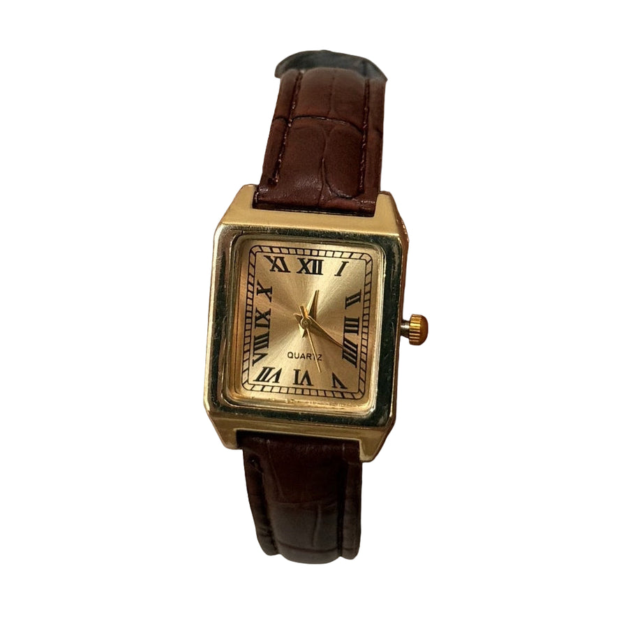 Gold Dial Leather Watch