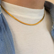 Gold Herringbone Chain Necklace
